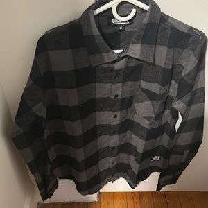 Black and grey long sleeve flannel shirt by Grizzly
